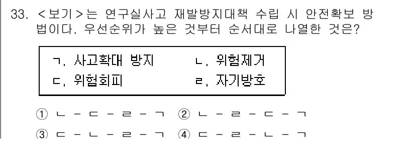 연구실안전관리사 2022년 33번 - 정답과 핵심 포인트를 검수 중인 기출문제