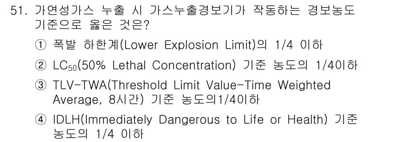 연구실안전관리사 2022년 51번 - 정답과 핵심 포인트를 검수 중인 기출문제