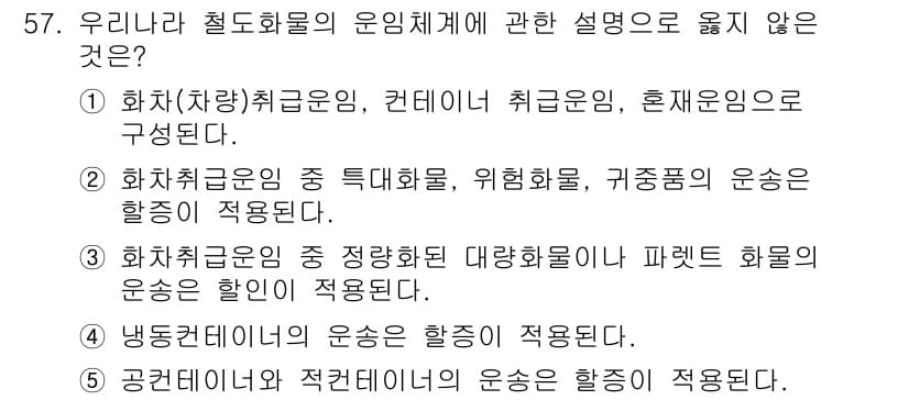 물류관리사_1교시 2022년 57번 - 정답과 핵심 포인트를 검수 중인 기출문제