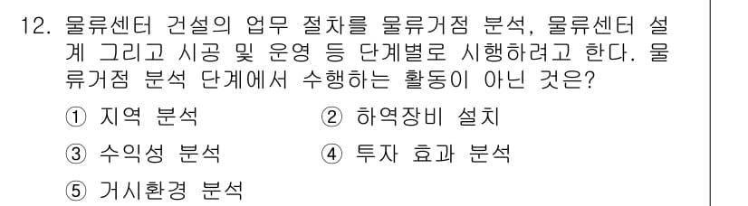 물류관리사_2교시 2022년 12번 - 정답과 핵심 포인트를 검수 중인 기출문제