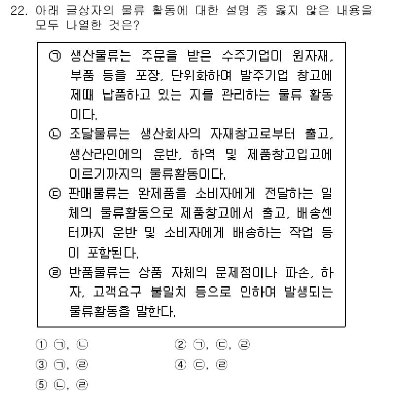 유통관리사_1급 2022년 22번 - 정답과 핵심 포인트를 검수 중인 기출문제