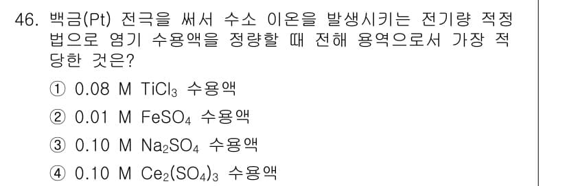 화학분석기사(구) 2022년 46번 - 정답과 핵심 포인트를 검수 중인 기출문제