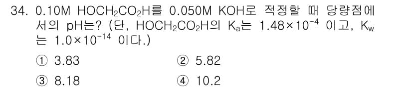 화학분석기사 2022년 34번 - 정답과 핵심 포인트를 검수 중인 기출문제