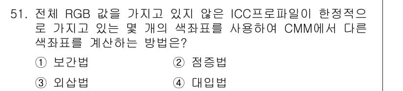 컬러리스트기사 2022년 51번 - 정답과 핵심 포인트를 검수 중인 기출문제