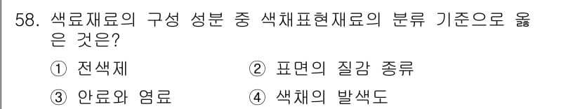 컬러리스트기사 2022년 58번 - 정답과 핵심 포인트를 검수 중인 기출문제