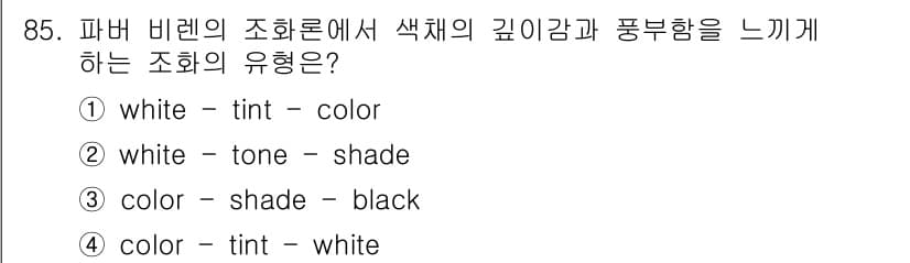 컬러리스트기사 2022년 85번 - 정답과 핵심 포인트를 검수 중인 기출문제