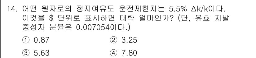 원자력기사 2022년 14번 - 정답과 핵심 포인트를 검수 중인 기출문제