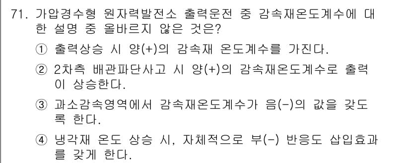 원자력기사 2022년 71번 - 정답과 핵심 포인트를 검수 중인 기출문제