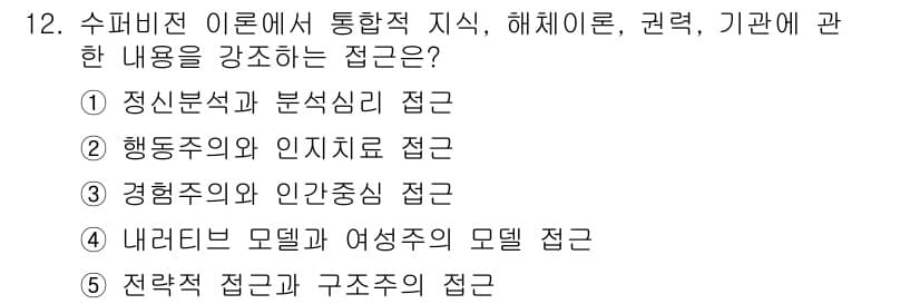 청소년상담사_1급(1교시)(구) 2022년 12번 - 정답과 핵심 포인트를 검수 중인 기출문제