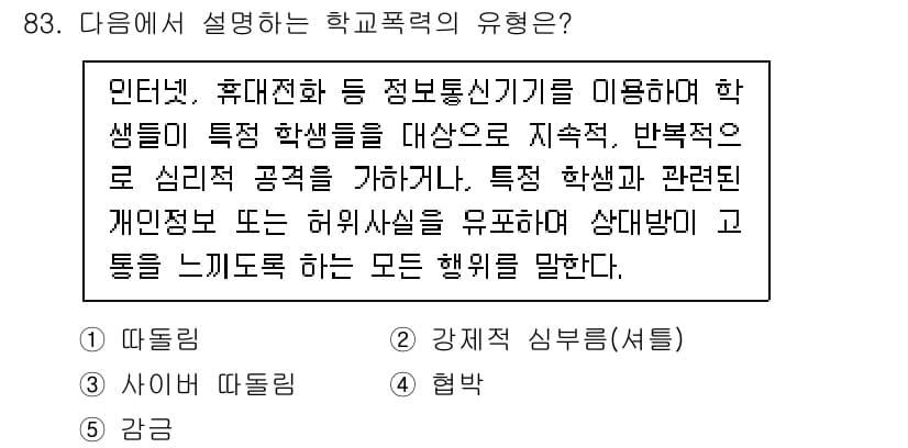 청소년상담사_1급(2교시)(구) 2022년 83번 - 정답과 핵심 포인트를 검수 중인 기출문제