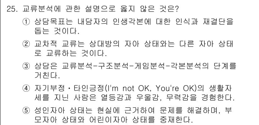 청소년상담사_2급(1교시)(구) 2022년 25번 - 정답과 핵심 포인트를 검수 중인 기출문제