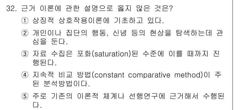 청소년상담사_2급(1교시) 2022년 32번 - 정답 5번은 주로 기준의 이론적 체계를 설명하는 방법에 대해 언급하지 않... 에 관한 핵심 기출문제