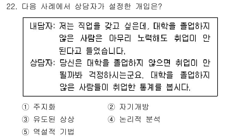 청소년상담사_2급(2교시)(구) 2022년 22번 - 정답과 핵심 포인트를 검수 중인 기출문제