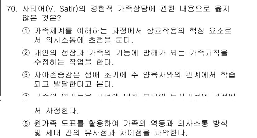 청소년상담사_2급(2교시) 2022년 70번 - 정답과 핵심 포인트를 검수 중인 기출문제