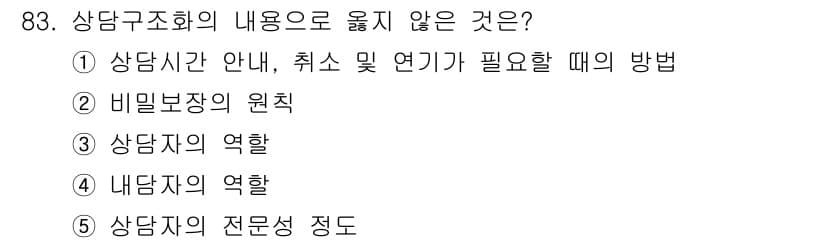 청소년상담사_3급(1교시)(구) 2022년 83번 - 정답과 핵심 포인트를 검수 중인 기출문제