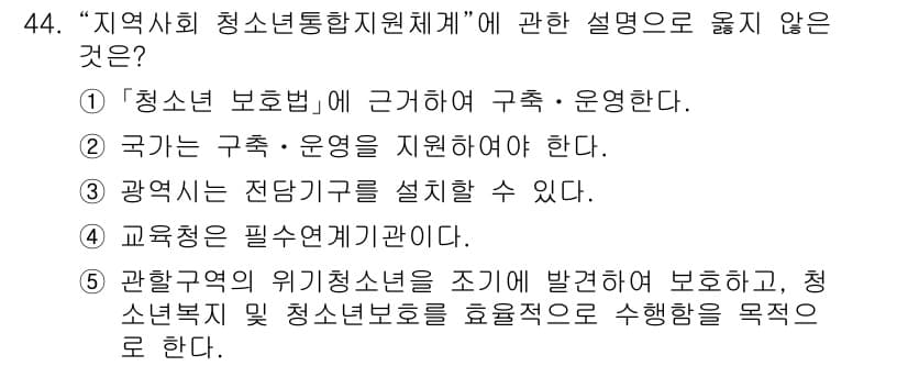 청소년상담사_3급(2교시)(구) 2022년 44번 - 정답과 핵심 포인트를 검수 중인 기출문제