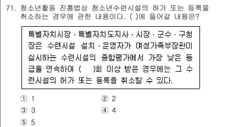 청소년상담사_3급(2교시)(구) 2022년 71번 - 정답인 이유는, 청소년 상담사 관련 법규에 의하면 특별자치시, 특별자치도... 에 관한 핵심 기출문제