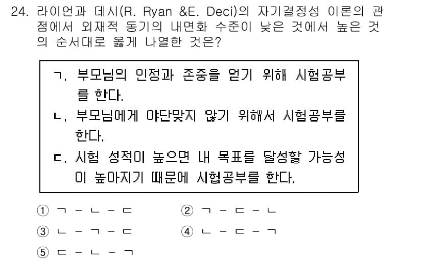 청소년상담사_3급(2교시) 2022년 24번 - 정답 3번은 시험 성적이 높은 이유가 목표를 달성할 수 있는 가능성이 높... 에 관한 핵심 기출문제