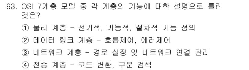 정보통신기사(구) 2022년 93번 - 정답과 핵심 포인트를 검수 중인 기출문제