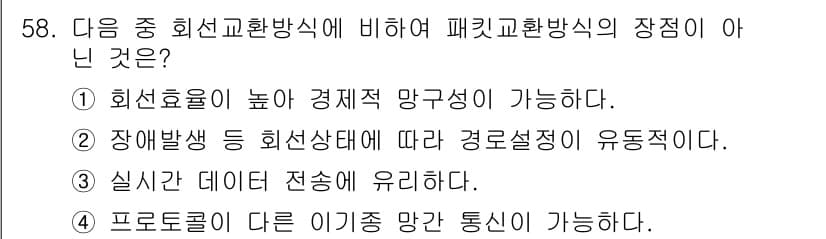 정보통신기사 2022년 58번 - 정답과 핵심 포인트를 검수 중인 기출문제