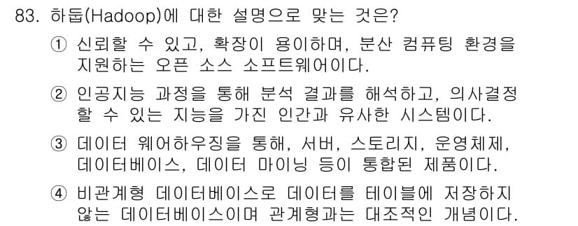 정보통신기사 2022년 83번 - 정답과 핵심 포인트를 검수 중인 기출문제