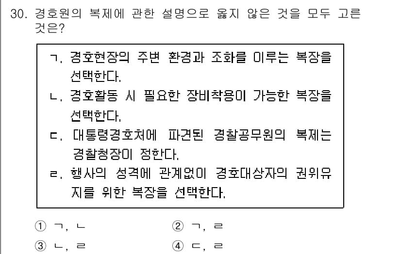경비지도사_2차(경호학) 2022년 30번 - 4번이 정답인 이유는, 행사의 성격과 관계없이 경호대상자의 권위를 보호하... 에 관한 핵심 기출문제