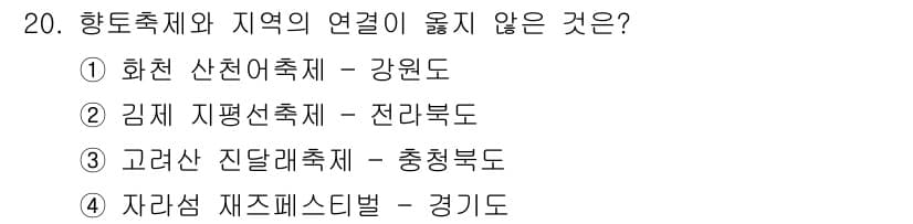 국내여행안내사_1차 2022년 20번 - 정답과 핵심 포인트를 검수 중인 기출문제