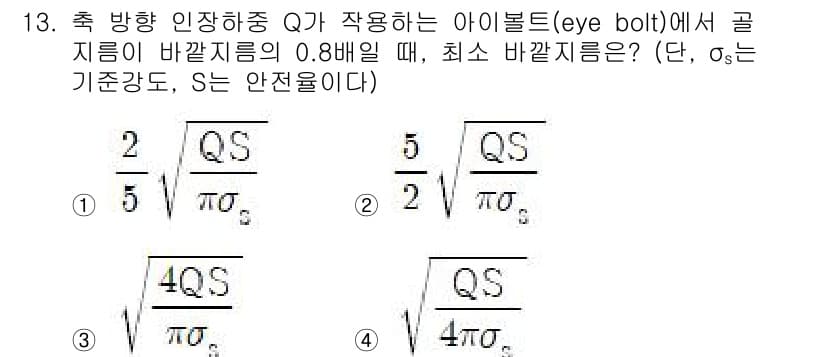 9급_지방직_공무원_기계설계 2022년 13번 - 정답과 핵심 포인트를 검수 중인 기출문제