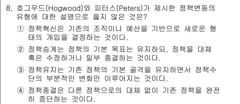9급_지방직_공무원_행정학개론 2022년 8번 - 정답과 핵심 포인트를 검수 중인 기출문제