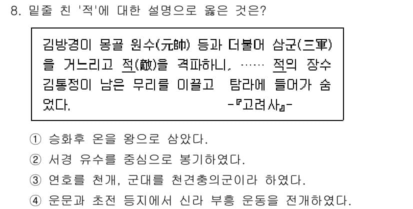 경찰공무원(순경)_한국사 2021년 8번 - 정답과 핵심 포인트를 검수 중인 기출문제