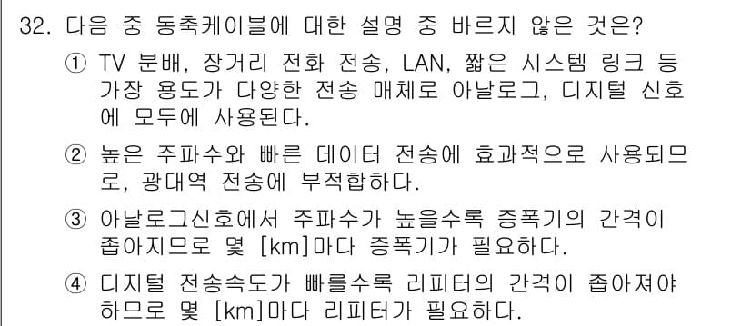 통신설비기능장 2022년 32번 - 정답과 핵심 포인트를 검수 중인 기출문제