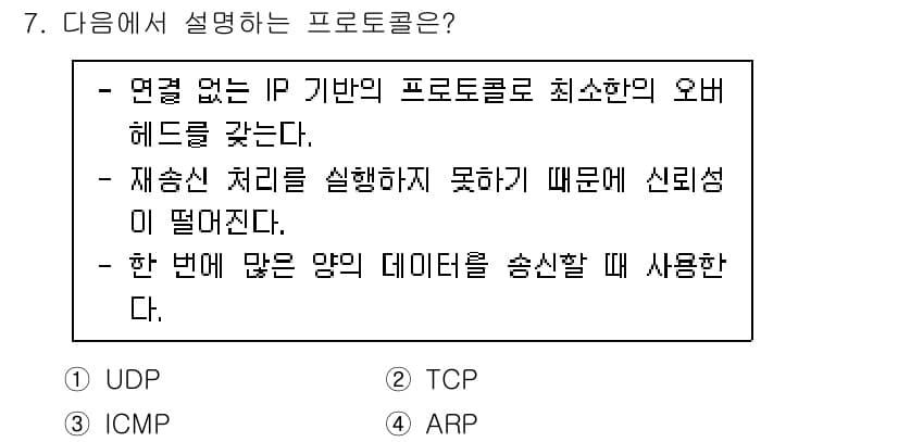 네트워크관리사_2급 2022년 7번 - 정답과 핵심 포인트를 검수 중인 기출문제