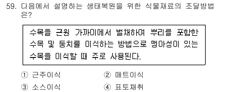 자연생태복원기사(구) 2022년 59번 - 정답과 핵심 포인트를 검수 중인 기출문제