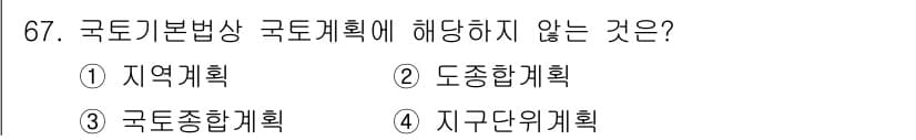자연생태복원기사(구) 2022년 67번 - 국토기본법상 국토계획은 지역계획, 도종합계획, 국토종합계획 등이 포함되지... 에 관한 핵심 기출문제