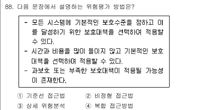 정보보안기사 2022년 88번 - 정답과 핵심 포인트를 검수 중인 기출문제