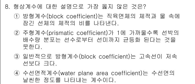 9급_지방직_공무원_서울시_선박일반 2022년 8번 - 정답과 핵심 포인트를 검수 중인 기출문제