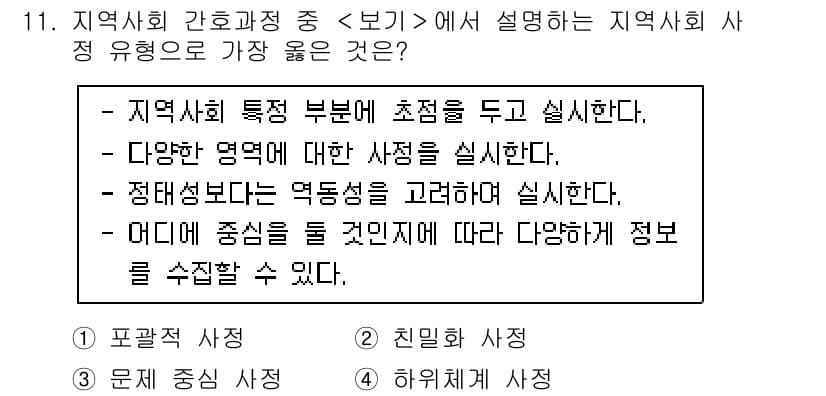 9급_지방직_공무원_서울시_지역사회간호 2022년 11번 - 정답과 핵심 포인트를 검수 중인 기출문제