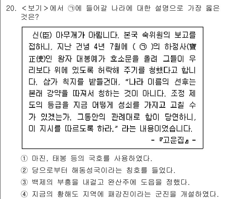 9급_지방직_공무원_서울시_한국사(유공자) 2022년 20번 - 정답과 핵심 포인트를 검수 중인 기출문제