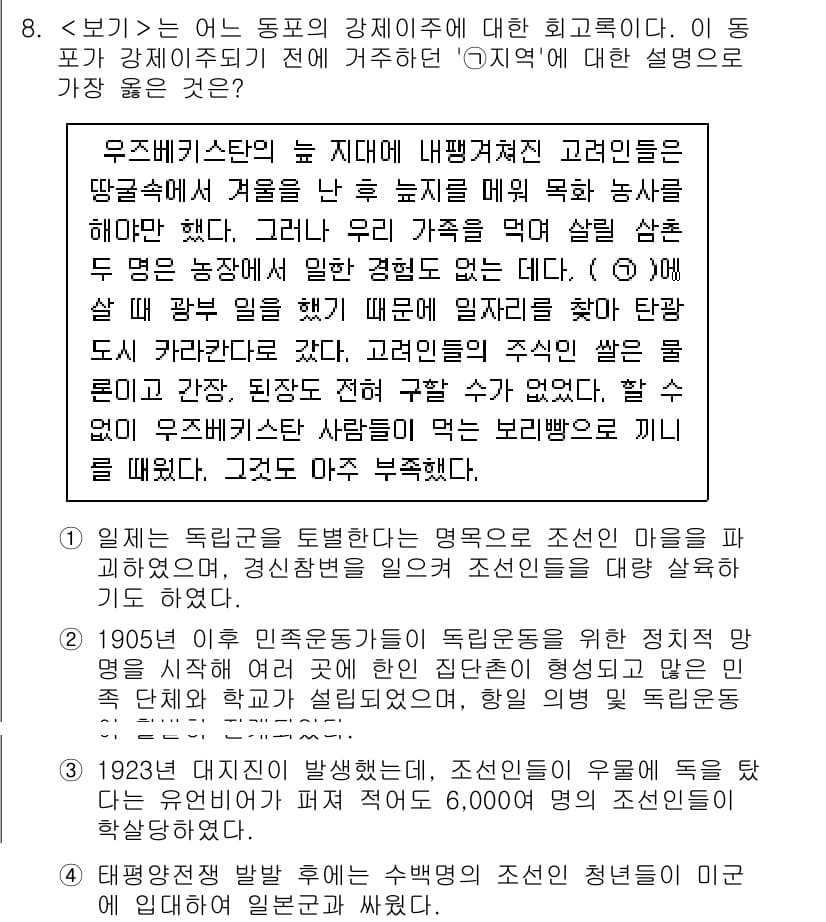 9급_지방직_공무원_서울시_한국사(유공자) 2022년 8번 - 정답과 핵심 포인트를 검수 중인 기출문제