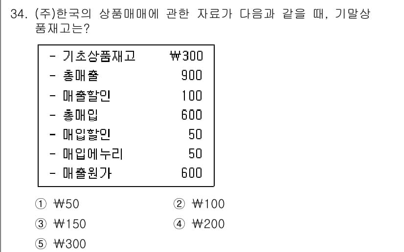 경영지도사_1차 2023년 34번 - 기말상품재고는 기초상품재고와 매입액에서 판매된 상품을 차감하여 계산할 수... 에 관한 핵심 기출문제