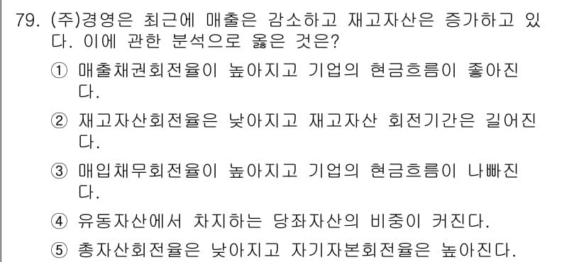 경영지도사_1차 2023년 79번 - 정답과 핵심 포인트를 검수 중인 기출문제