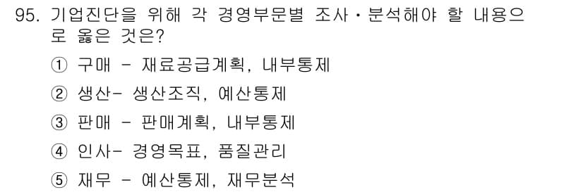 경영지도사_1차_2교시(구) 2023년 95번 - 정답과 핵심 포인트를 검수 중인 기출문제