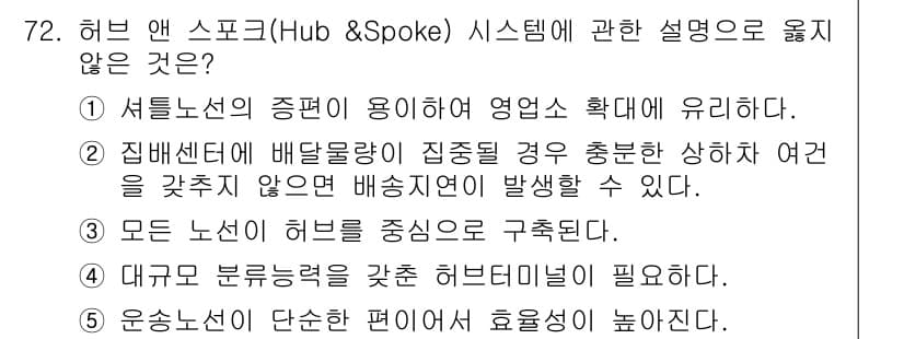 물류관리사_1교시 2023년 72번 - 정답과 핵심 포인트를 검수 중인 기출문제