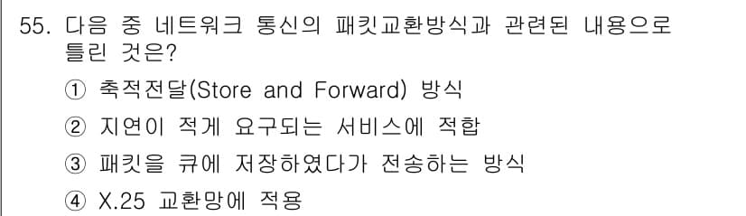 정보통신기사(구) 2023년 55번 - 정답과 핵심 포인트를 검수 중인 기출문제