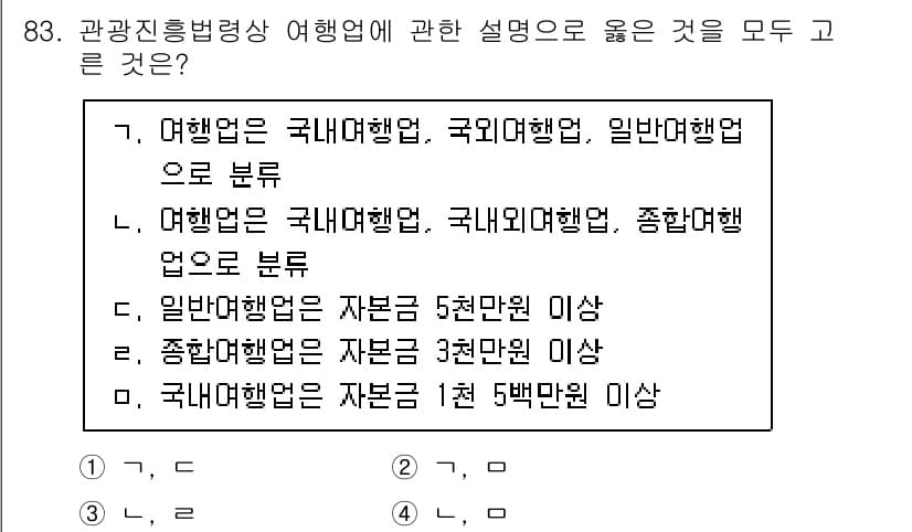 관광통역안내사_1교시(구) 2023년 83번 - 정답과 핵심 포인트를 검수 중인 기출문제