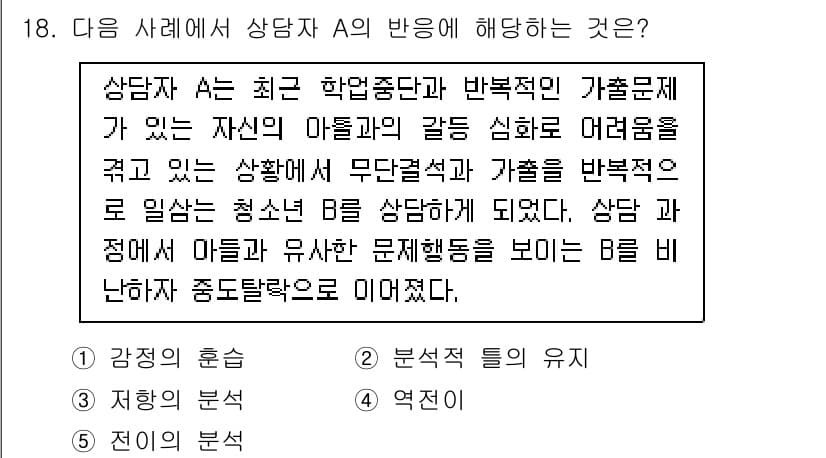 청소년상담사_1급(2교시) 2023년 18번 - 정답과 핵심 포인트를 검수 중인 기출문제