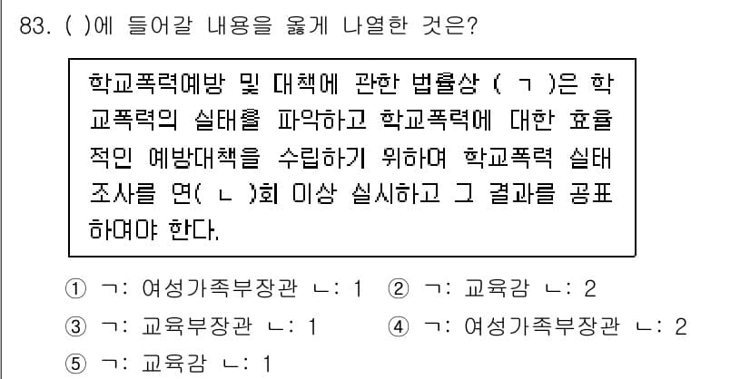 청소년상담사_1급(2교시) 2023년 83번 - 학교폭력 예방 및 대책 법령은 교원의 의무와 역할을 명시하고, 학교폭력의... 에 관한 핵심 기출문제