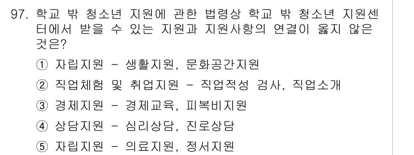 청소년상담사_1급(2교시) 2023년 97번 - 정답과 핵심 포인트를 검수 중인 기출문제