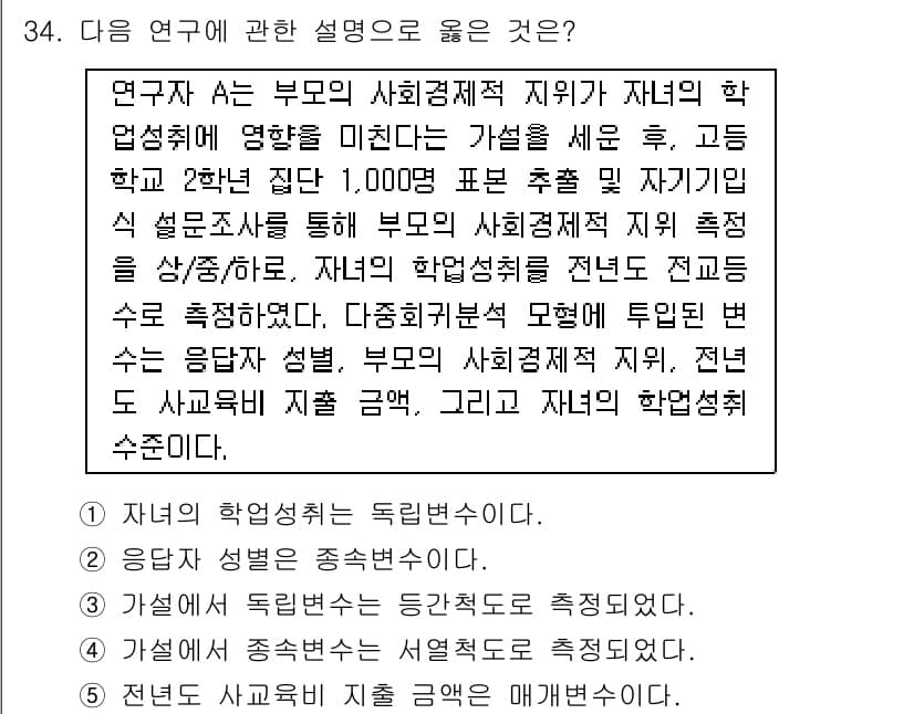청소년상담사_2급(1교시) 2023년 34번 - 번

이유: 4번 설명은 연구의 결과를 바탕으로 부모의 사회경제적 지위가... 에 관한 핵심 기출문제