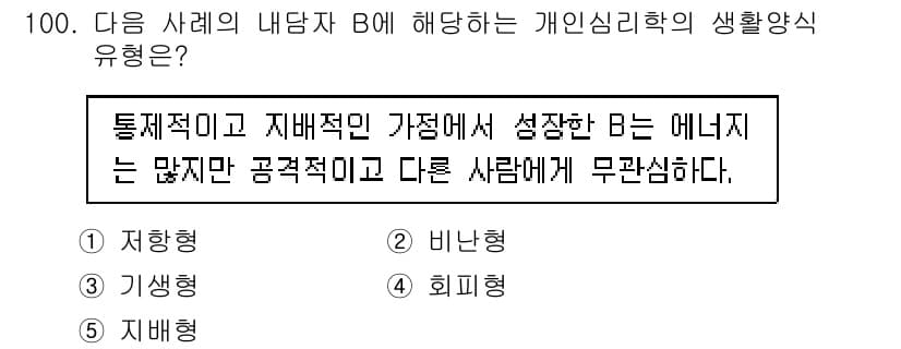 청소년상담사_3급(1교시)(구) 2023년 100번 - 정답과 핵심 포인트를 검수 중인 기출문제
